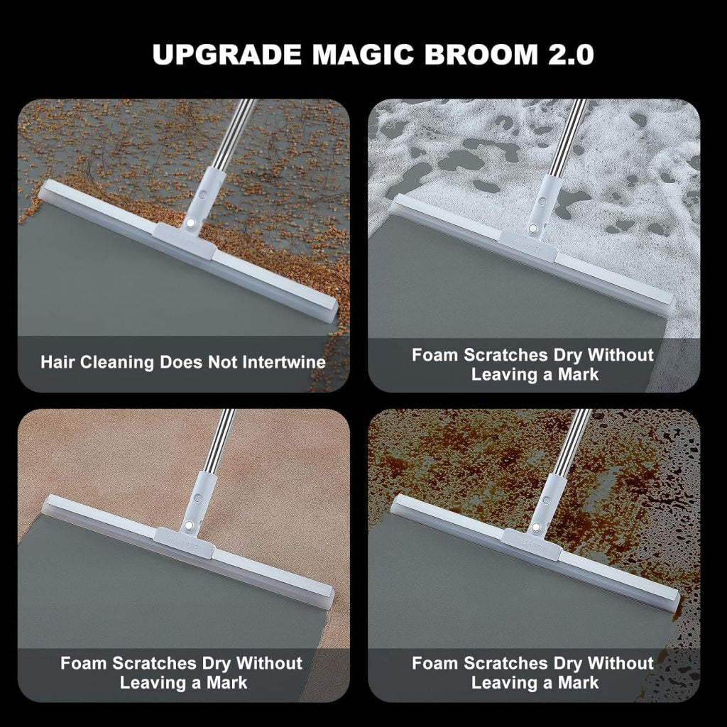 Multifunctional Magic Broom 38 Inch Floor Wiper Brush, 180 Degree Rotatable Wiper Retractable and Adjustable Broom for Flat Floor, Wiper for Floor Cleaning, Bathroom, Kitchen, Tiles Dust, Water Cleaning, Expendable Handle.