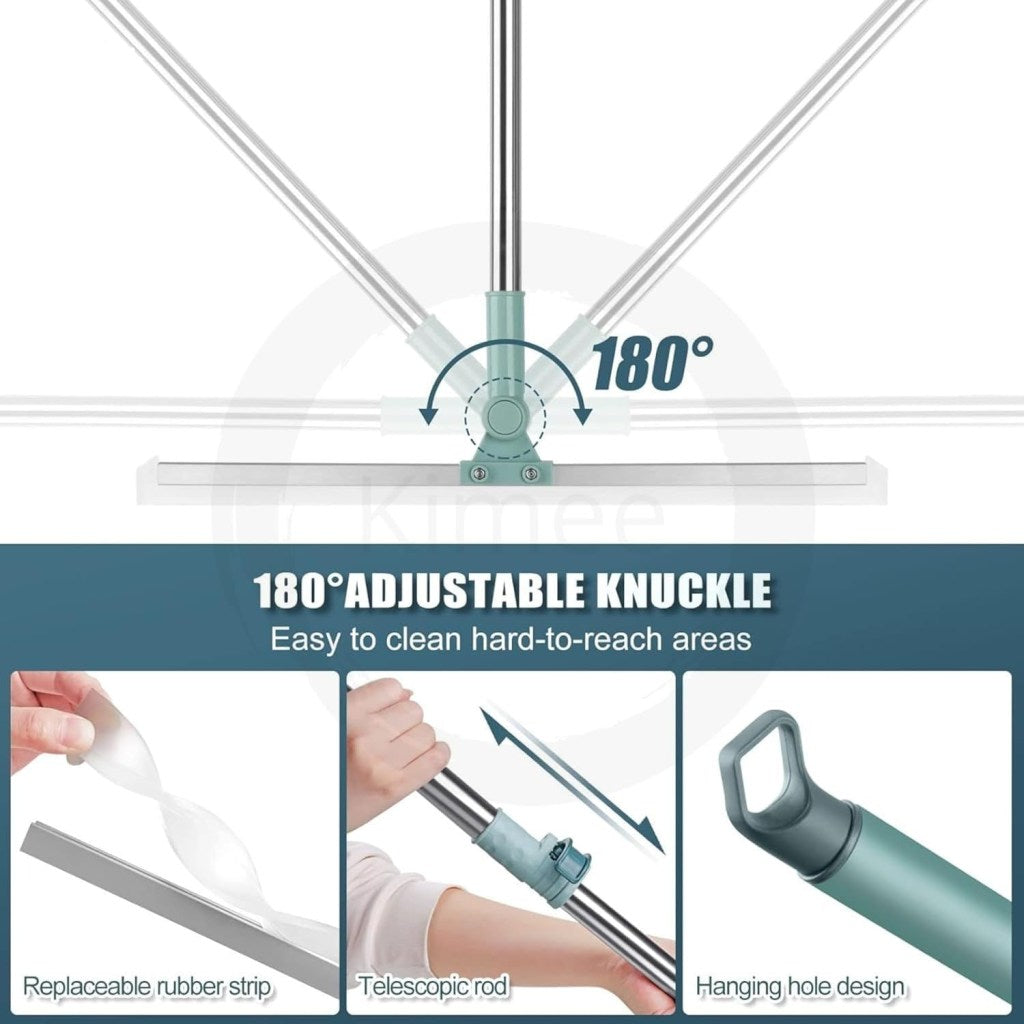Multifunctional Magic Broom 38 Inch Floor Wiper Brush, 180 Degree Rotatable Wiper Retractable and Adjustable Broom for Flat Floor, Wiper for Floor Cleaning, Bathroom, Kitchen, Tiles Dust, Water Cleaning, Expendable Handle.