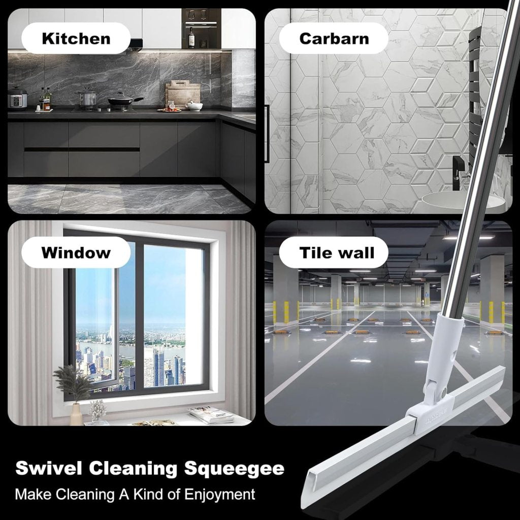 Multifunctional Magic Broom 38 Inch Floor Wiper Brush, 180 Degree Rotatable Wiper Retractable and Adjustable Broom for Flat Floor, Wiper for Floor Cleaning, Bathroom, Kitchen, Tiles Dust, Water Cleaning, Expendable Handle.