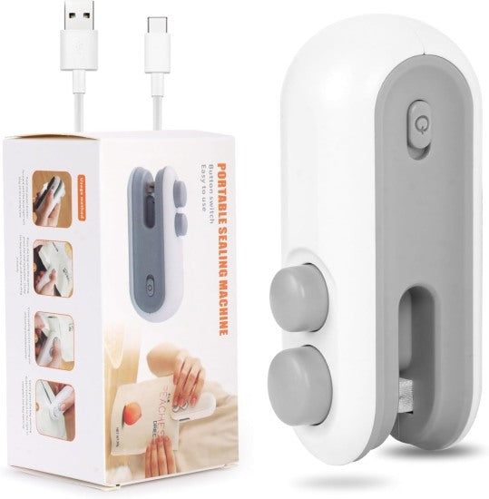 Portable Mini Sealing Machine, 2 in 1 USB Rechargeable Magnetic Heat Sealing & Cutting, Handheld Vacuum Sealer for Food, Snacks, Chips, Fresh Storage, Plastic Bags Sealing Machine (Multicolor).