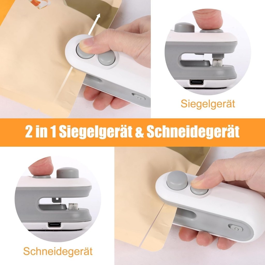 Portable Mini Sealing Machine, 2 in 1 USB Rechargeable Magnetic Heat Sealing & Cutting, Handheld Vacuum Sealer for Food, Snacks, Chips, Fresh Storage, Plastic Bags Sealing Machine (Multicolor).