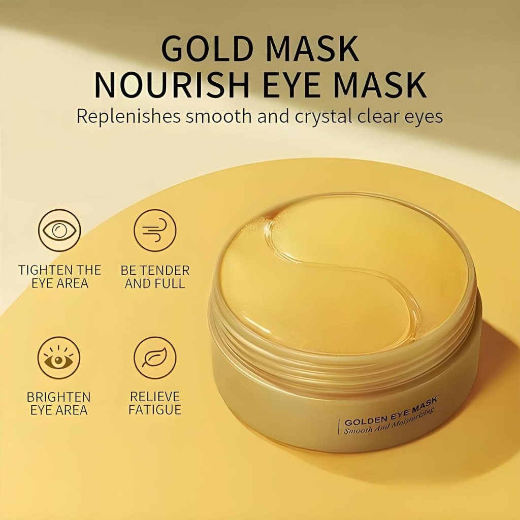 60 Pcs Under Eye Mask for Dark Circles with 24k Gold, Eye Cooling Gel Pads, Hydrogel Eye Patch Mask with Collagen for Relaxing Eyes, Reducing Puffiness & Wrinkles