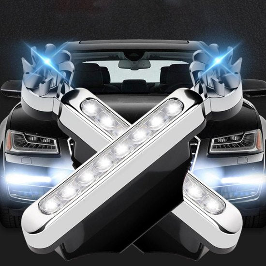 2pcs Universal Car Wind Power Daytime Running Light, 8 LED Light External Fog Lights are Used for Car Driving Assist Light Accessories, Auto LED Daytime Running Lights for General Purpose Vehicle (Colour: Blue, Red).