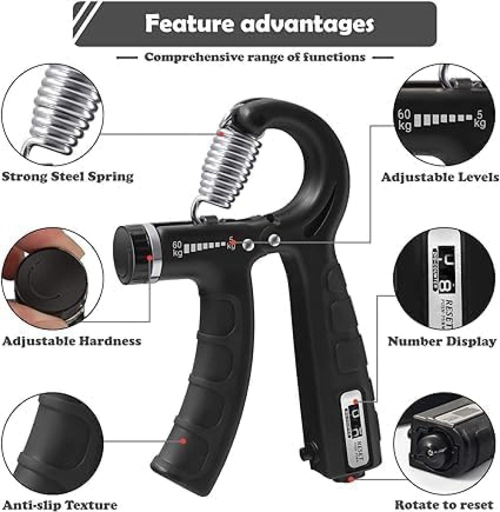 Adjustable Hand Grip Strengthener Hand Gripper With Counter for Men & Women for Gym Workout Hands Exercise Equipment to Use in Home for Forearm, Finger Exercise Power Gripper