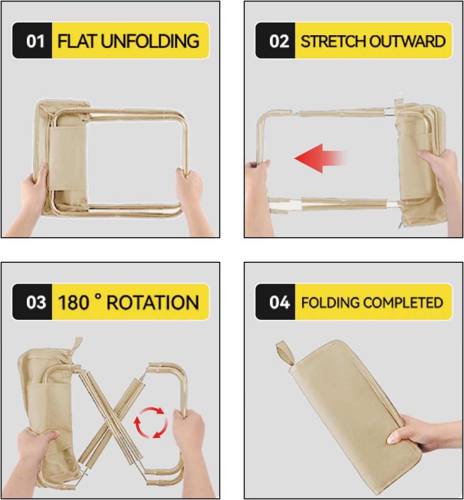 Handbag Folding Stool Zipper Bag Foldable Camping Chairs Picnic Lightweight Folding Stool | Stability & Comfort Portable Camp Chairs for Beach, Backpacking