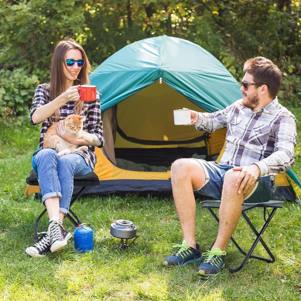 Handbag Folding Stool Zipper Bag Foldable Camping Chairs Picnic Lightweight Folding Stool | Stability & Comfort Portable Camp Chairs for Beach, Backpacking