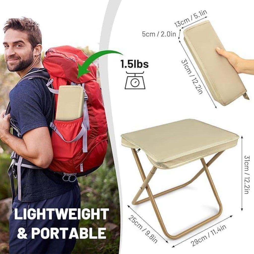 Handbag Folding Stool Zipper Bag Foldable Camping Chairs Picnic Lightweight Folding Stool | Stability & Comfort Portable Camp Chairs for Beach, Backpacking