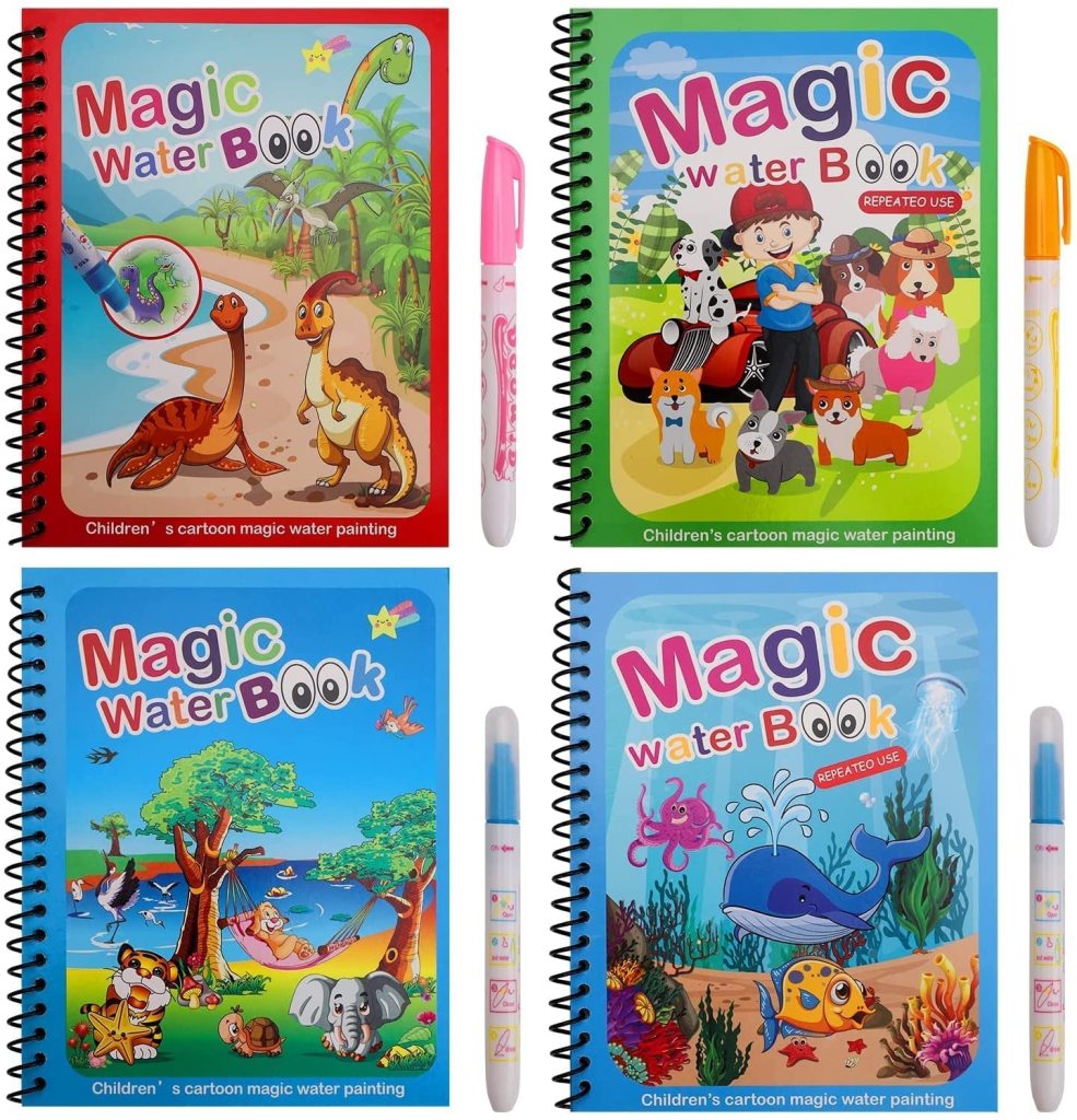 Magic Water Coloring Book Unlimited Fun with Drawing for Kids with Magical Water Doodle Pen, Self Drying Reusable Animals Dogs Drawing Books, Best Montessori Toy Gift Age 2+ Years (Random Design & Assorted Color).