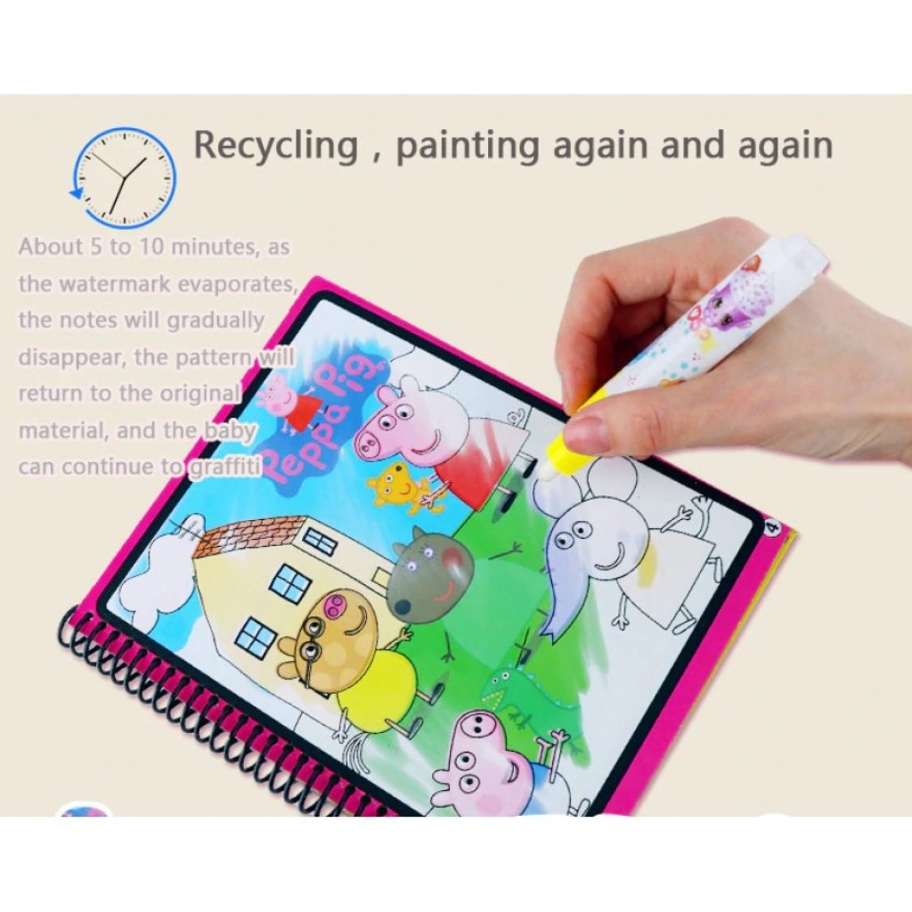 Magic Water Coloring Book Unlimited Fun with Drawing for Kids with Magical Water Doodle Pen, Self Drying Reusable Animals Dogs Drawing Books, Best Montessori Toy Gift Age 2+ Years (Random Design & Assorted Color).