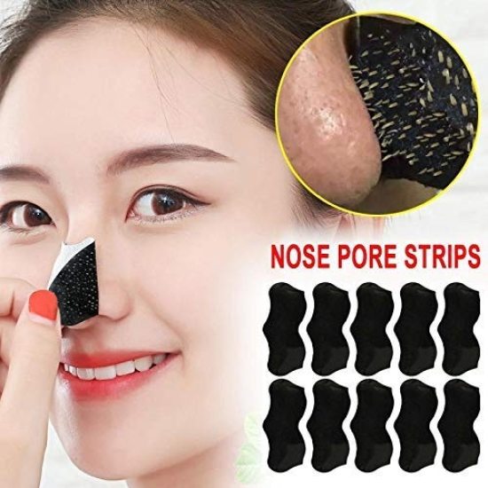 Pack of 12pcs Deep Cleansing Forehead Blackhead Remover Pore Cleanser Bamboo Charcoal Nose Strips for Women | Removes Whiteheads | with Natural Aloe Vera & Witch Hazel Extracts Activated Charcoal (Black Color)  [BUY 3 GET EXTRA 10% OFF]
