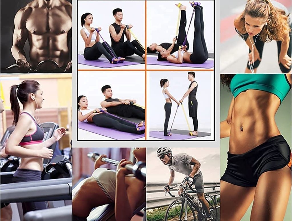 Pull Reducer Training Bands 4 Tubes Body Trimmer Pedal Exerciser Yoga CrossFit Exercise, Arm Exercise, Tummy Body Building Training Men and Women (multicolor)