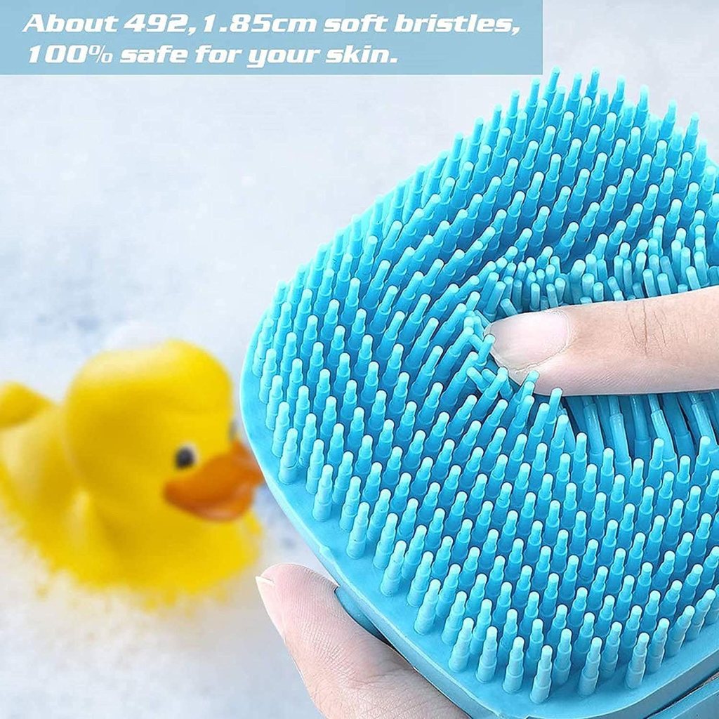 Silicone Soft Bath Body Brush with Shampoo Dispenser Scrubber-use in Shower Deep Cleaning Gentle Scrub Massage for Children, Men Women (multicolor)