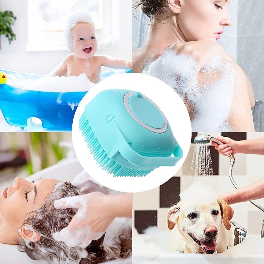 Silicone Soft Bath Body Brush with Shampoo Dispenser Scrubber-use in Shower Deep Cleaning Gentle Scrub Massage for Children, Men Women (multicolor)