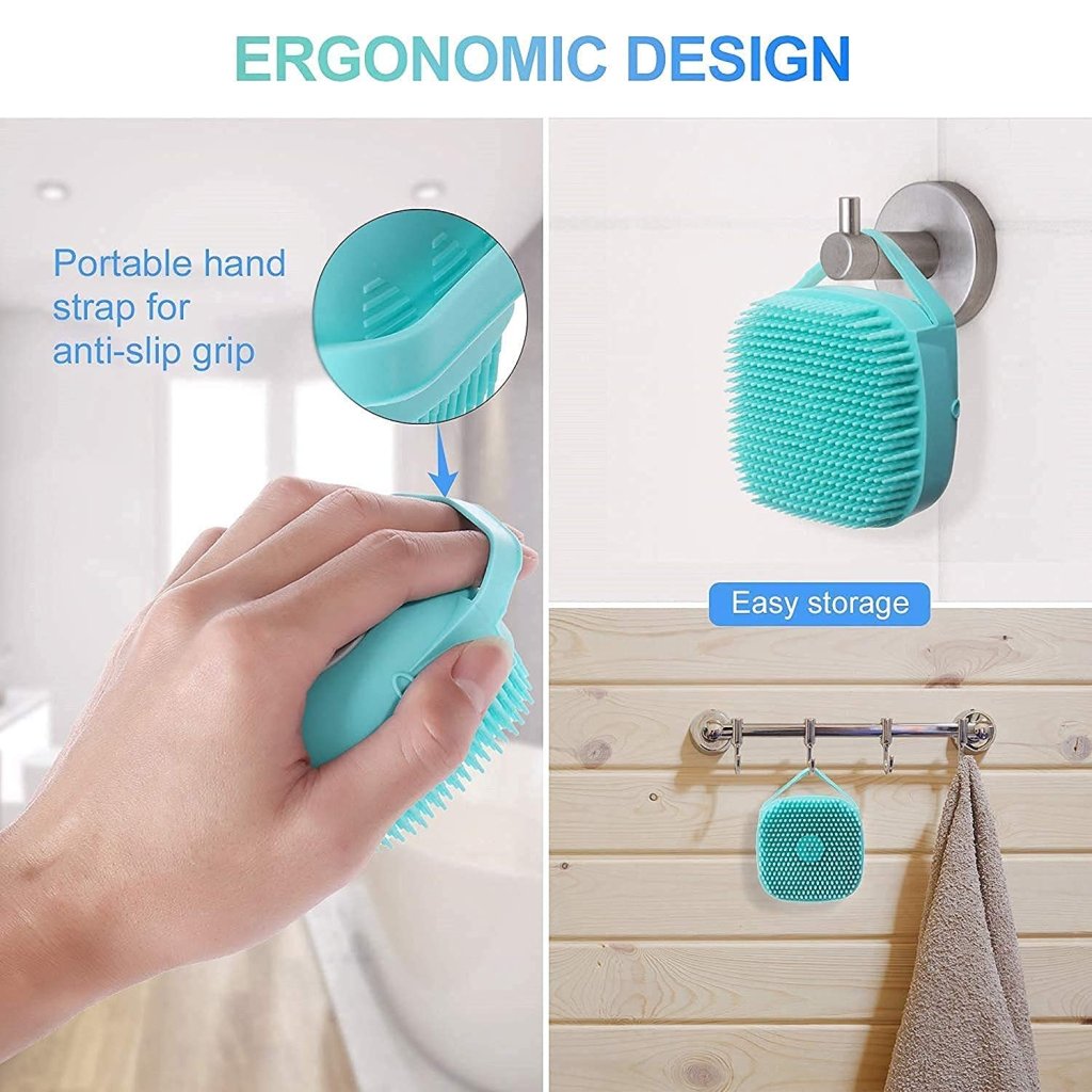 Silicone Soft Bath Body Brush with Shampoo Dispenser Scrubber-use in Shower Deep Cleaning Gentle Scrub Massage for Children, Men Women (multicolor)