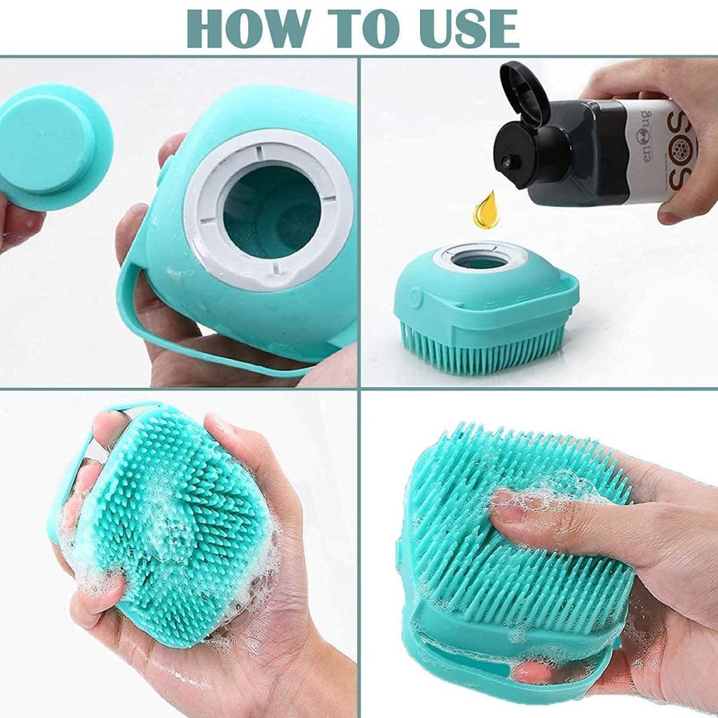 Silicone Soft Bath Body Brush with Shampoo Dispenser Scrubber-use in Shower Deep Cleaning Gentle Scrub Massage for Children, Men Women (multicolor)