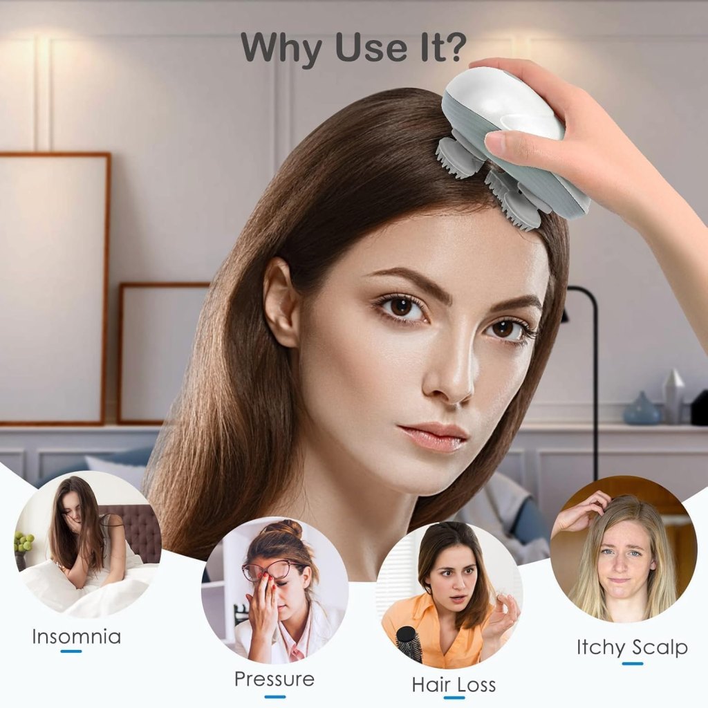 Smart Scalp Massager | Scalp Massager for Hair Growth, 360 Degree Rotation| Electric Head & Body Massager| Hair Massager For Hair Growth