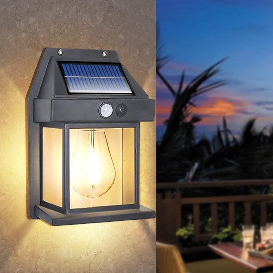 New Exterior Wall Lights Wireless ireless Motion Sensor Lanterns with 3 Lighting Modes , Solar Power Warm Light Outdoor Light Courtyard Human Induction Lamp, Waterproof Outdoor Lamp for Garden, Patio, Yard.