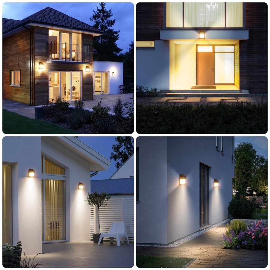 New Exterior Wall Lights Wireless ireless Motion Sensor Lanterns with 3 Lighting Modes , Solar Power Warm Light Outdoor Light Courtyard Human Induction Lamp, Waterproof Outdoor Lamp for Garden, Patio, Yard.