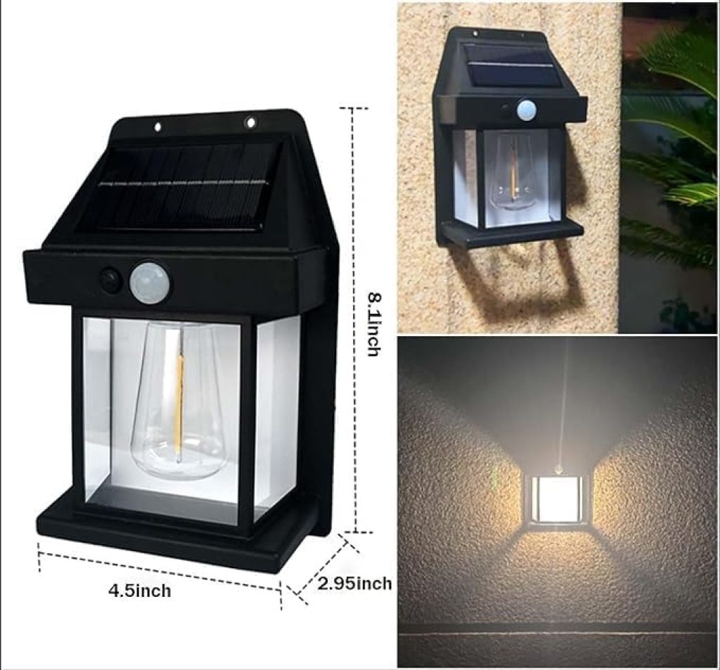 New Exterior Wall Lights Wireless ireless Motion Sensor Lanterns with 3 Lighting Modes , Solar Power Warm Light Outdoor Light Courtyard Human Induction Lamp, Waterproof Outdoor Lamp for Garden, Patio, Yard.
