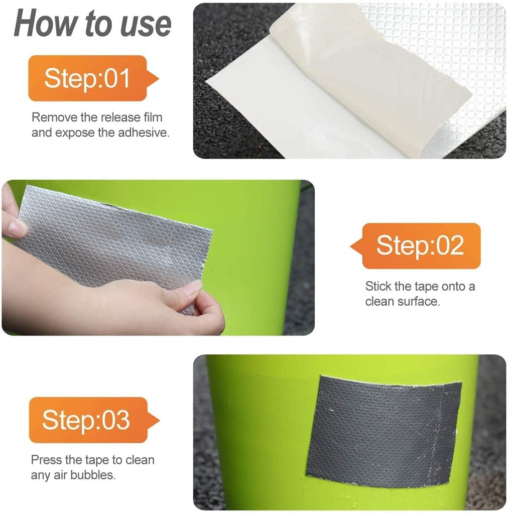 Super Strong Adhesive Waterproof Permanent Repair Aluminum Butyl Tape Rubber Foil Suitable for Roof Leak, surface Crack, Window Sill Gap, Boat Sealing, Home Renovation (5 METER)