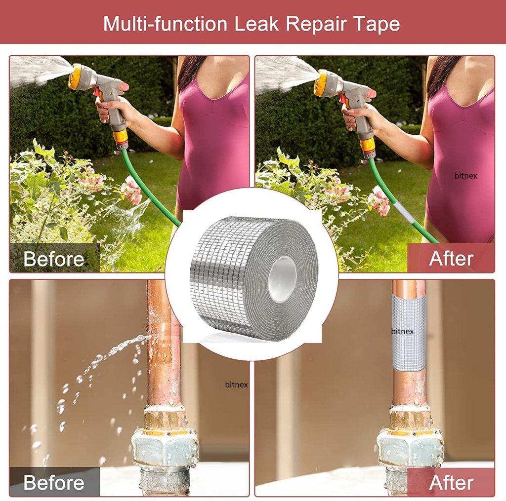 Super Strong Adhesive Waterproof Permanent Repair Aluminum Butyl Tape Rubber Foil Suitable for Roof Leak, surface Crack, Window Sill Gap, Boat Sealing, Home Renovation (5 METER)