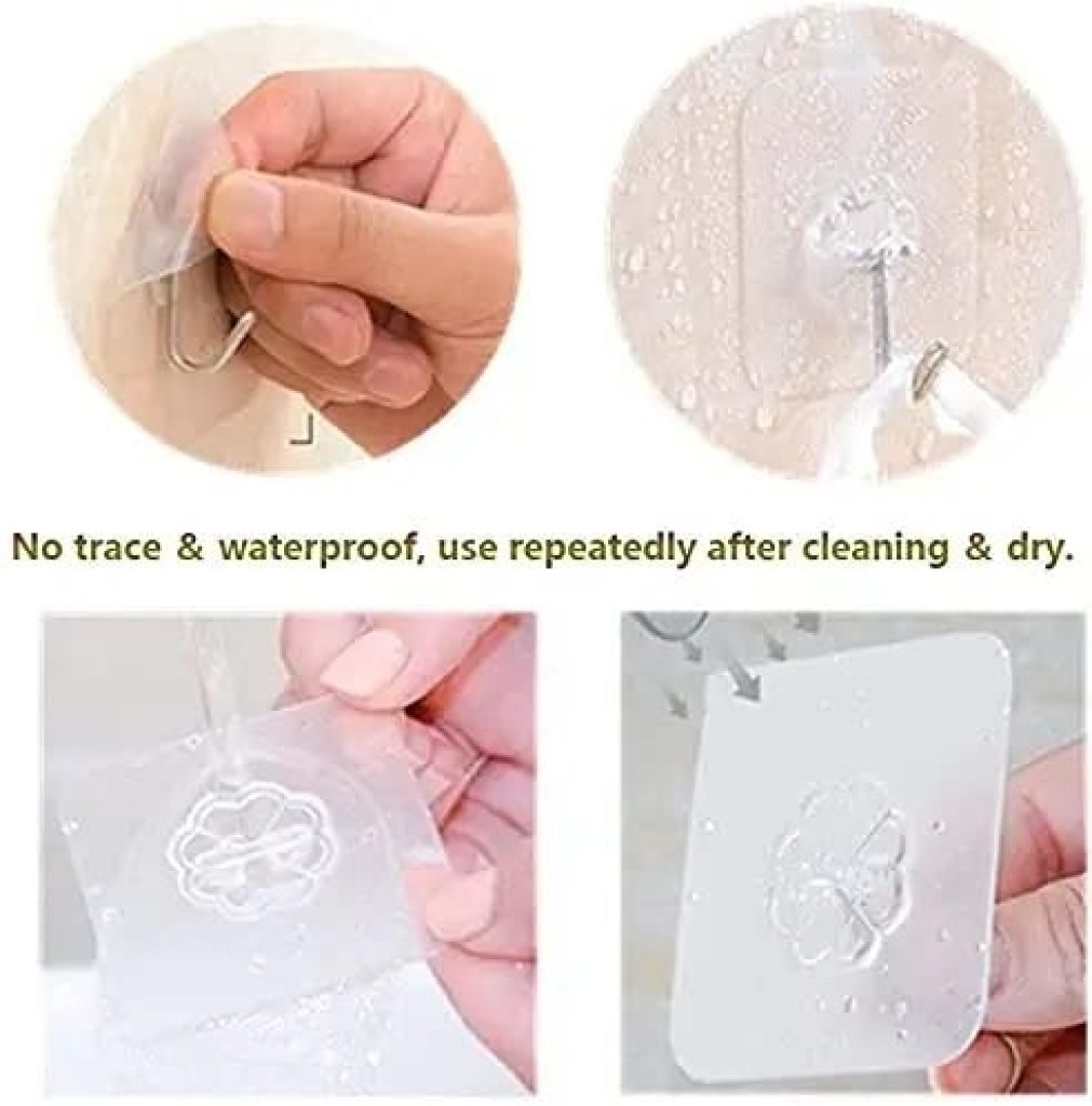 Pack of 20 Metal Self Adhesive Heavy Duty Waterproof Transparent Sticky Wall Hooks for Hanging 5GM (Max), for Wall, Wall Hangers for Hanging Kitchen Bathroom Bedroom Accessories [BUY 2 GET EXTRA 10% OFF]
