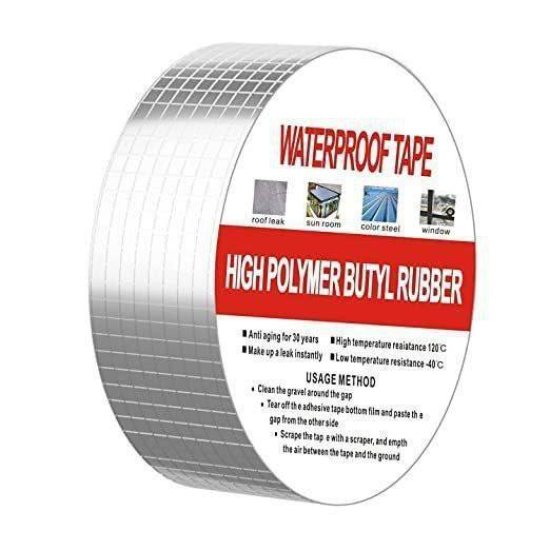 Super Strong Adhesive Waterproof Permanent Repair Aluminum Butyl Tape Rubber Foil Suitable for Roof Leak, surface Crack, Window Sill Gap, Boat Sealing, Home Renovation (5 METER)