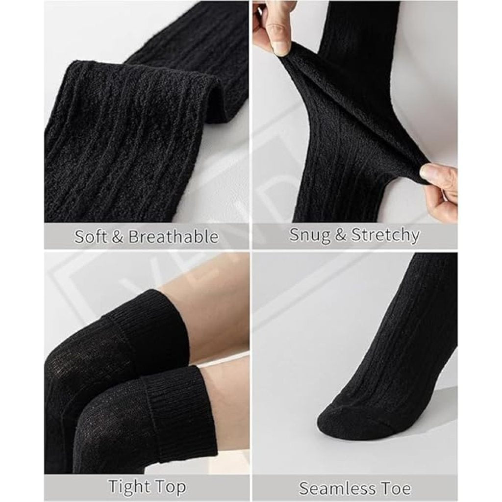 Wool Warm Thigh High Socks | Knitted Thick Thermal Woolen Socks for Women Winter Wear Knee Length | Knee High Leg Warmers Long Socks Boot Cuffs Knee Cap | Stocking Girls Free Size ( 1 Pair )
