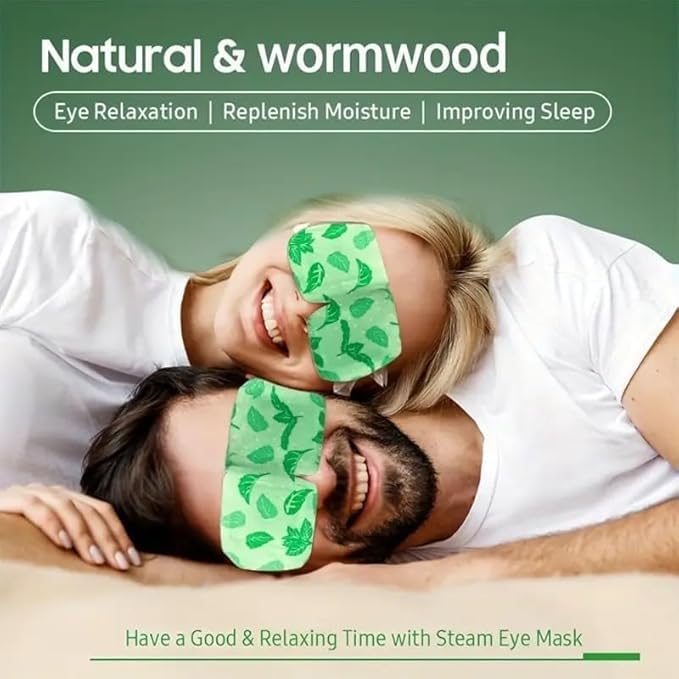 Self-Heating Soothing Steam Eye Masks, Latex-Free, Disposable Warm Compress Eye Cover, Pattern, with No Electricity or Battery Needed for Works Better with Sleep, Spa, Relaxation, Hydration (One Time Use/1 pcs). Pack of 8 Pcs