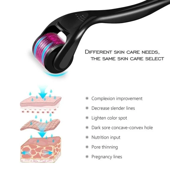 Derma Roller 0.5mm For Face Acne Scars Remover, 540 Titanium Alloy Needles For Anti-aging