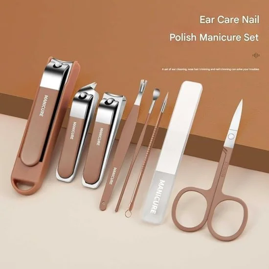 8 in 1 Manicure Pedicure Kit with Stylish Case for Men Women Premium Steel Tools