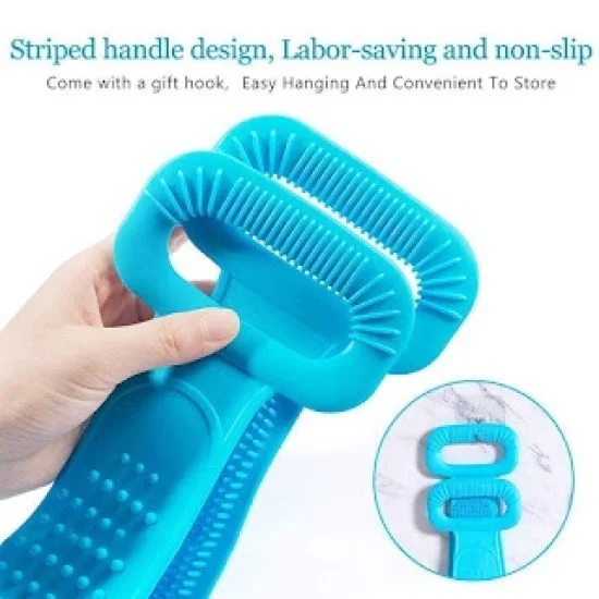 Silicone Body Scrubber | Double Side Bathing Brush for Dead Skin Deep Cleaning Massage | Bath Body Cleaning Belt | Exfoliator Body Washable Scrubber | Easy to Clean | Well for Men & Women (Multicolor)