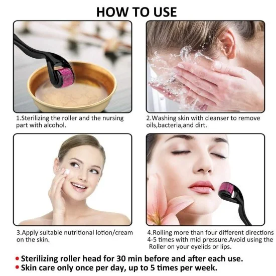 Derma Roller 0.5mm For Face Acne Scars Remover, 540 Titanium Alloy Needles For Anti-aging