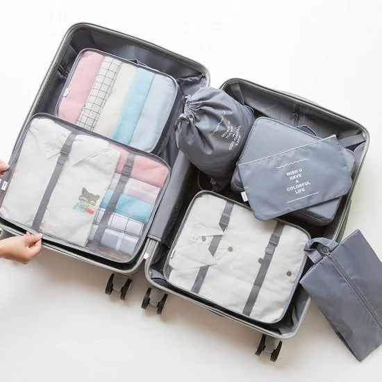 7pcs Set Travel Organizer Packing Cubes Lightweight Travel Luggage Organizers with Laundry Bag or Toiletry Bag Laundry Organiser