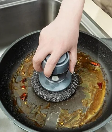 Brush Dish Cleaning Brush with Liquid Dispensar Palm Dishes Pot, pan, Sink scrubbing Household soap Dispenser for Tool Dispensing wash Kitchen Utensils Scrubber Multipurpose in Kitchen