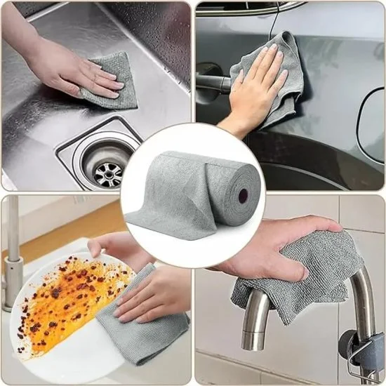 Reusable Microfiber Cleaning Cloth Roll – Ultra Absorbent & Lint-Free Kitchen Towels for Home, Car, Office, and Glass Cleaning Pack Of 20 Pcs  [BUY 2 GET EXTRA 10% OFF]