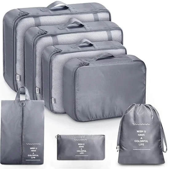 7pcs Set Travel Organizer Packing Cubes Lightweight Travel Luggage Organizers with Laundry Bag or Toiletry Bag Laundry Organiser