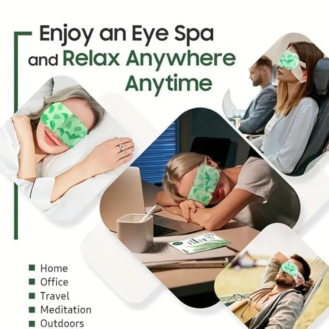 Self-Heating Soothing Steam Eye Masks, Latex-Free, Disposable Warm Compress Eye Cover, Pattern, with No Electricity or Battery Needed for Works Better with Sleep, Spa, Relaxation, Hydration (One Time Use/1 pcs). Pack of 8 Pcs