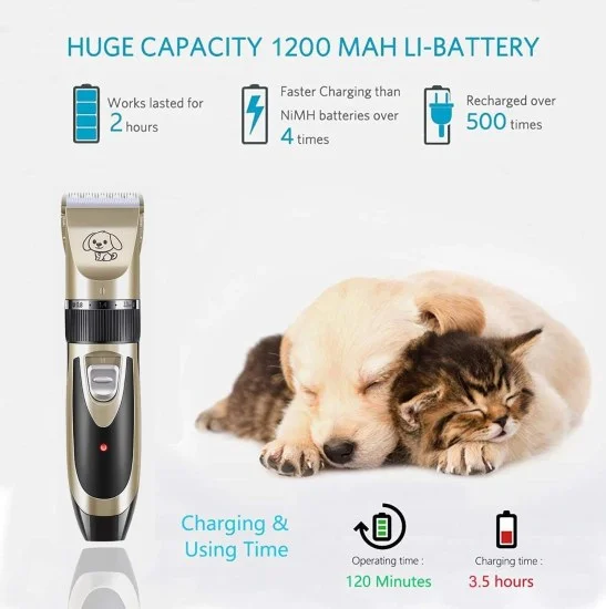 Pet Hair Trimmer For Dogs Cats Grooming Kit With Clippers Scissors Comb USB Rechargeable Low Noise Cordless Machine For Thick Long Short Fur Home Use