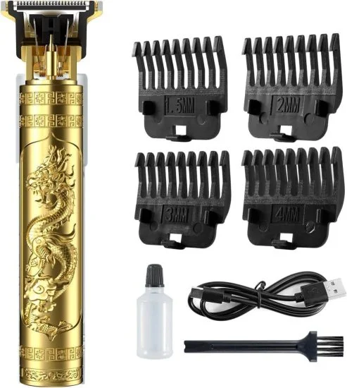 Trimmer For Men Buddha Style Trimmer, Professional Rechargeable Cordless Electric Hair Clippers Trimmer Hair Cutting Kit with 4 Guide Combs for Men T-Blade