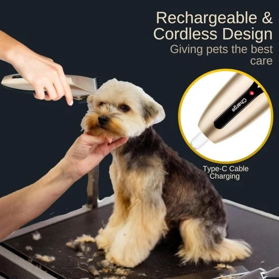 Pet Hair Trimmer For Dogs Cats Grooming Kit With Clippers Scissors Comb USB Rechargeable Low Noise Cordless Machine For Thick Long Short Fur Home Use