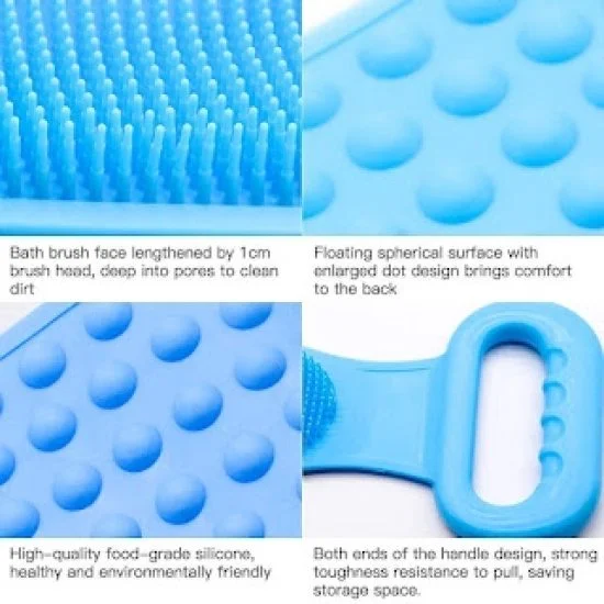 Silicone Body Scrubber | Double Side Bathing Brush for Dead Skin Deep Cleaning Massage | Bath Body Cleaning Belt | Exfoliator Body Washable Scrubber | Easy to Clean | Well for Men & Women (Multicolor)