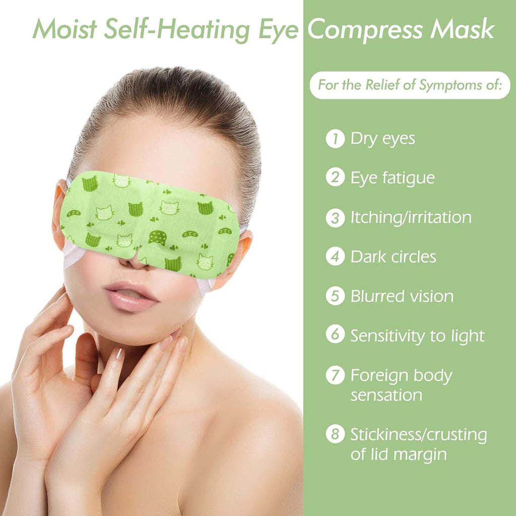 Self-Heating Soothing Steam Eye Masks, Latex-Free, Disposable Warm Compress Eye Cover, Pattern, with No Electricity or Battery Needed for Works Better with Sleep, Spa, Relaxation, Hydration (One Time Use/1 pcs). Pack of 8 Pcs
