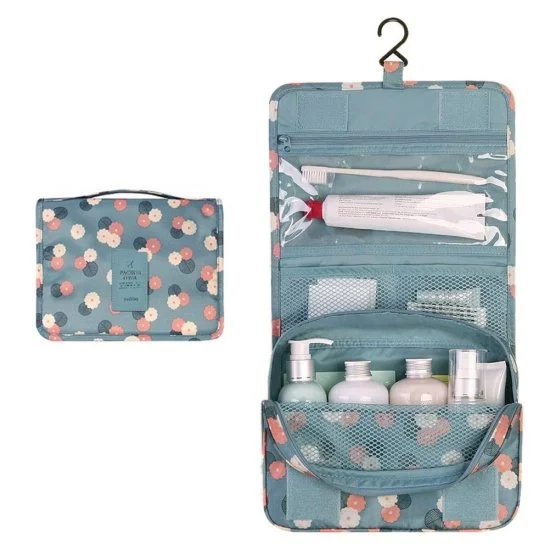 Hanging Travel Toiletry Bag Cosmetic Make up Organizer Multifunction Portable Makeup Pouch for Women and Girls Waterproof Ladies Case Travelling Storage Inner Ware Up Brush Kit Holder Beauty Fashion Organizer with Handle (Multicolor)