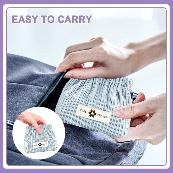 Mini Elastic Portable Corduroy Storage Handbags for Women Mini Makeup Bag, Envelope Cosmetics Storage Self Closing Makeup Pouch, Mini Jewelry Storage Pouches for Women Girls, Easy Squeeze Open (Multi Colour).  [BUY 2 GET EXTRA 10% OFF]