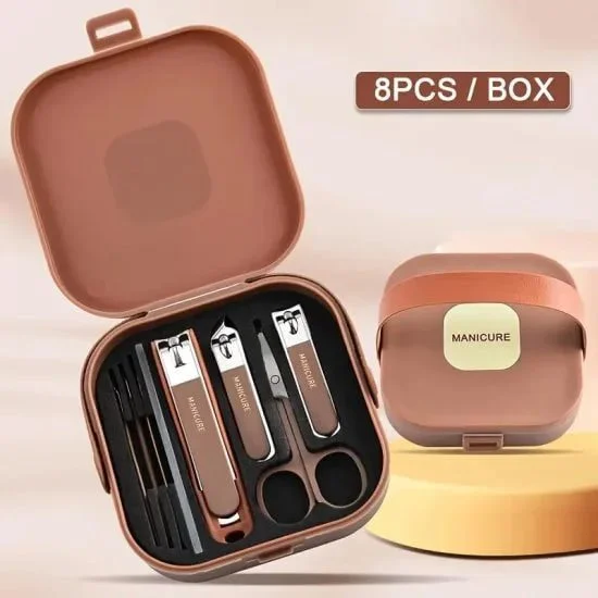 8 in 1 Manicure Pedicure Kit with Stylish Case for Men Women Premium Steel Tools