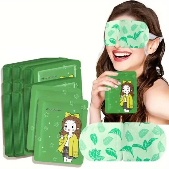 Self-Heating Soothing Steam Eye Masks, Latex-Free, Disposable Warm Compress Eye Cover, Pattern, with No Electricity or Battery Needed for Works Better with Sleep, Spa, Relaxation, Hydration (One Time Use/1 pcs). Pack of 8 Pcs
