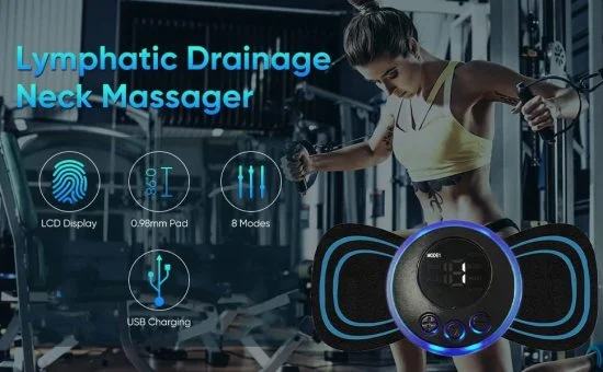 Body massager machine for pain relief wireless portable neck massager with 8 modes and 19 strength levels rechargeable full EMS mini massager butterfly massager for shoulder legs massage, neck & back massager.