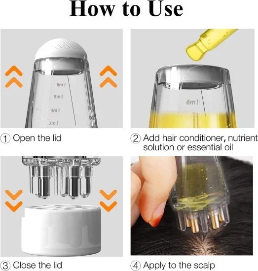 Hair Oil Applicator Comb, Smooth Root Comb Applicator Bottle For Scalp Oil, Anti-Leak, Anti Hair Loss Lotion Dispenser, Anti-Leak, Salon Care, Oily/Greasy Hair (Transparent- 10Ml/Pack of 1).
