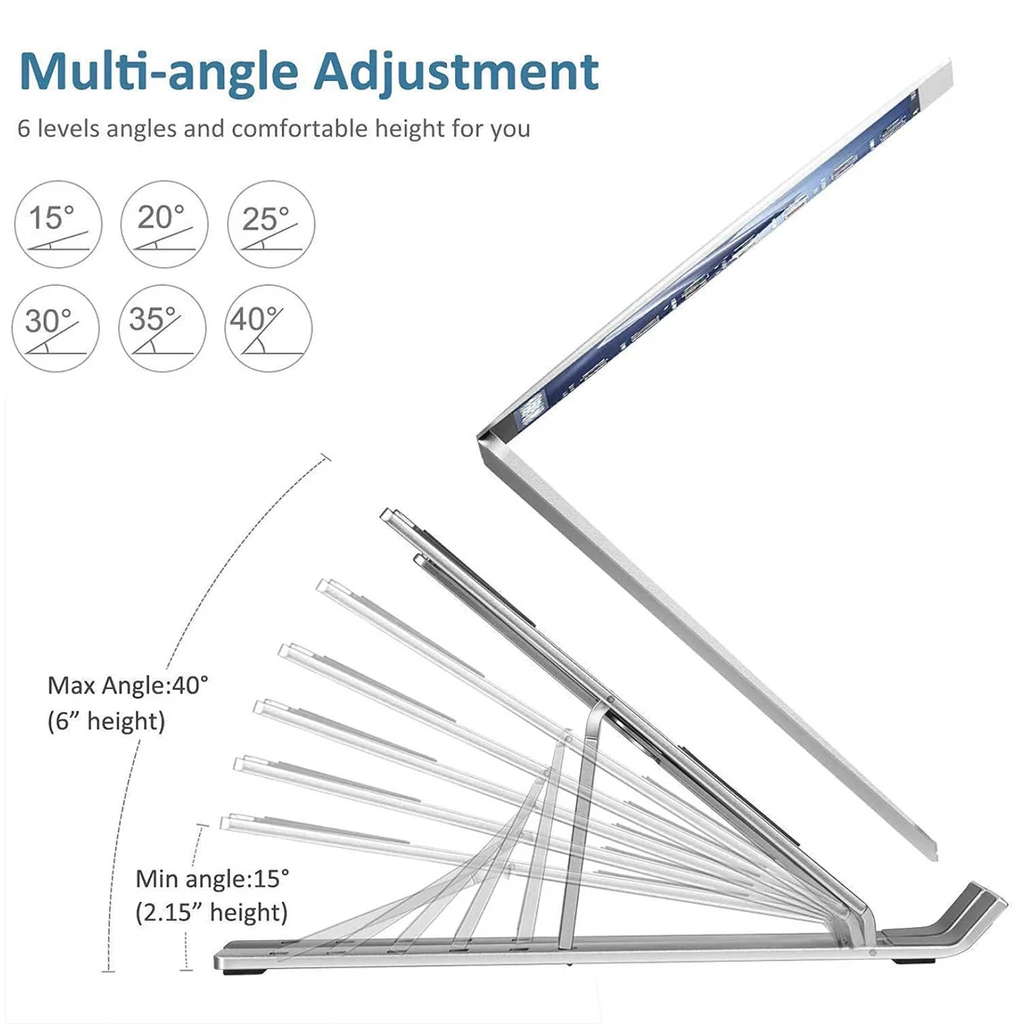 Portable Laptop Stand – 6-Angle Metal Riser For Desk | Wiregenix